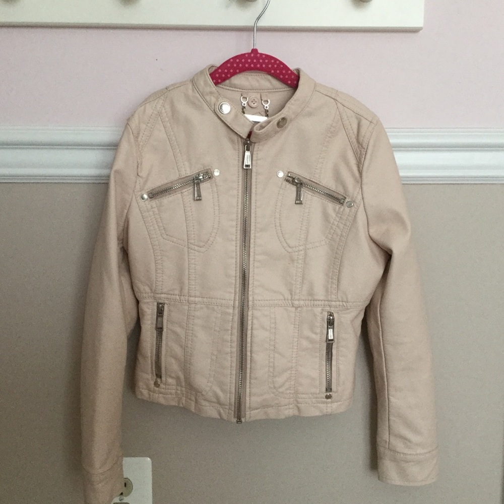 NWOT Girls Moto Jacket w/detachable Hood sz 10-12